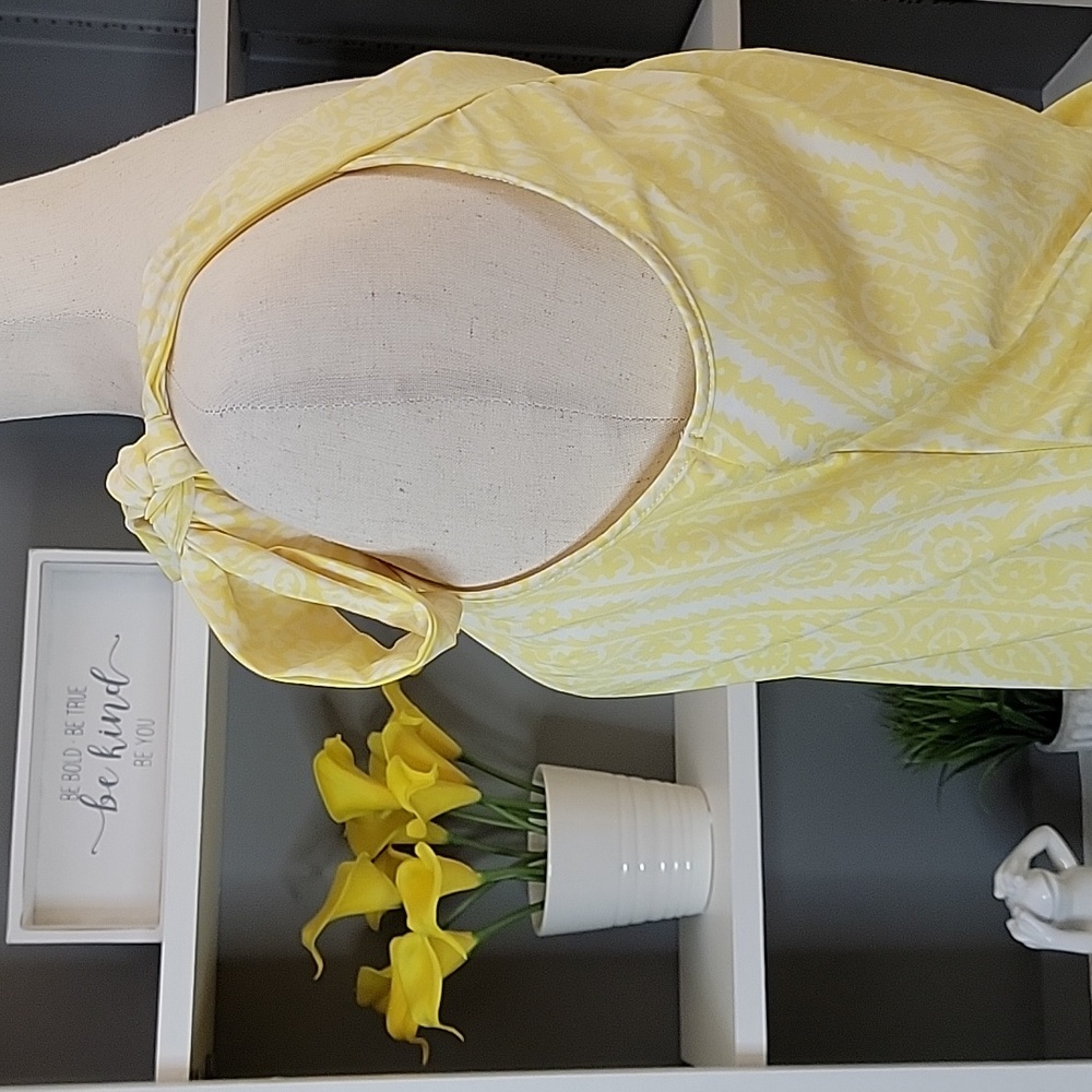 INC One Shoulder Yellow and White Top - Picture 6 of 9